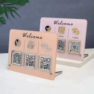 High Quality Custom for Acrylic Modern Signs with QR Code for Business Payment Promotion Freestanding Table Stand