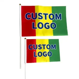 High Quality Double Layer Mini Soccer Team Pennant Custom Logo Design Sports Club Hand Waving Polyester Waterproof Flags for