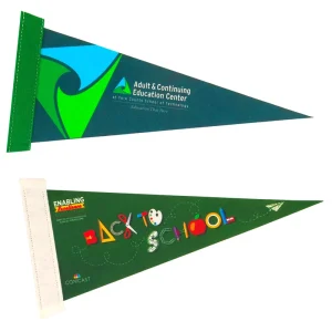 High Quality Double Sided Triangular Rectangular Shape Fence Bunting Polyester Felt Pennant Digital Printing Grommets Rope