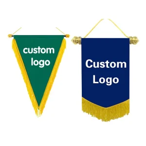 High Quality Full Color Digital Polyester Promotion Satin Sports Custom Club Mini Pennant Hanging Banner Flag Logo