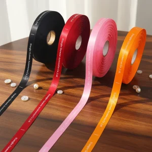 High Quality Low Moq Custom Satin Silk Grosgrain Ribbon Gift Ribbon Rolls With Logo Printed for Packing Package
