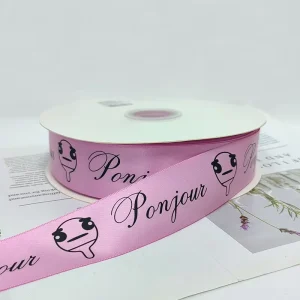 High Quality Luxury Printed 1.5 Inch Polyester Satin Ribbon Roll Customized Ribbon With Logo Gift Wrapping Bows Decor