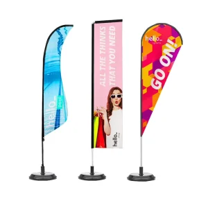 High Quality Outdoor Advertising Beach Polyester Custom Feather Flag Rectangle Flag