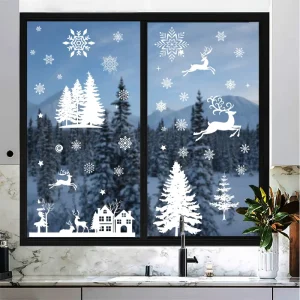 High Quality PVC Removable Christmas Static Cling Sticker for Window Glass Decoration