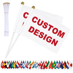 High Quality Polyester American Hand Flags Mini National Custom Flags Sublimation for Sports Events and Advertising
