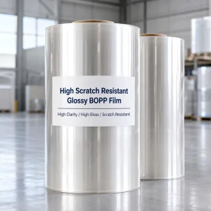 High Scratch Resistant BOPP Film Glossy Vs Matte Anti Scratch Thermal Lamination Film for Box Packaging Printing Cake Box