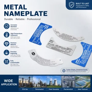 High Temperature Aluminum Metal Nameplate Precision Engraved Identification Label Plate for Power Generation Petrochemical Use