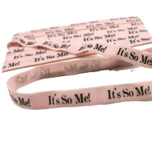 High-Tensity 1cm Nylon Soft Printed Elastic Ribbon Manufacturer Supply Pink Black Slogan for Neck Cover Webbing Product
