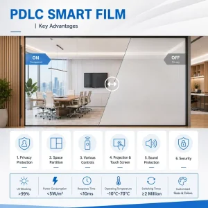 High Transparency And Low Haze Rate Adhesive Smart Film For Privacy Protection PDLC Smart Film