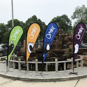 High Visibility Flying Beach Feather Pennant Teardrop Flag for Bar Restaurant Cafe Shop Front Display Promotional Custom Logo