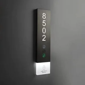 High-end Stainless Steel LED Hotel Door Signs Guesthouse Electronic Signage Room Number Hotel Name Display Commercial