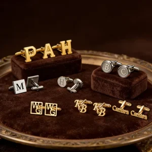 Hollow 3D Alphabet Cufflinks Engravable Metal French Cuff Studs Light Luxury Suit Decorations Gentleman Alloy Ornament Suitable