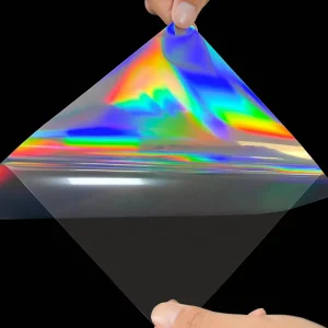Holographic Static Cling Vinyl Decal Rainbow Sun Catcher Window Sticker Water Activated Waterproof Die Cut Electrostatic Label