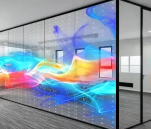 Holographic Transparent LED Film Display Stick on Building Window Facade LED Film Screen for Commercial Advertisement