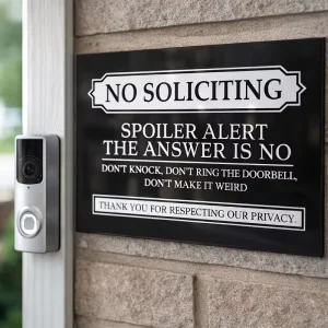 Home Humor “No Soliciting” Sign Acrylic Front Funny “Do Not Ring The Doorbell” Sticker With Adhesive