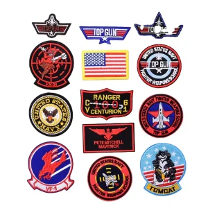 Hook Loop iron on Twill Embroidery Aviator Armband Badge Patch for Winter Jacket
