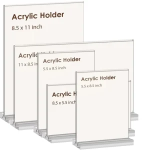 Horizontal T Shape Acrylic Sign Holder Clear Table Sign Stand Display Rack