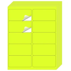 Hot Selling Durable Eco Friendly Fluorescent Green Paper Adhesive Stickers Writable Universal Printable Labels Customizable