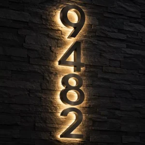 Hotel Metal Letter Number Stainless Steel 3D LED Backlit IP65 Weather Resistant Customizable Size Color 2 Year Warranty House