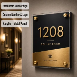 Hotel Room Number Sign Custom Acrylic Metal Door Plate for Apartment Office Wayfinding System Number Sign
