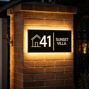 House Number Sign Good Quality Hollow Out Number Door LED Lit Sign Apartment Door Number Plate Stainless Steel Office Door Plate