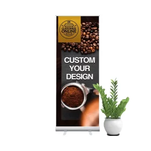 Huiming W 88 Aluminum Frame Pedestal Retractable Banner Stand Custom 24×63 Inch Roll for Business Shop Advertising Trade Shows