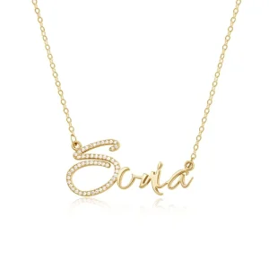 Iced Out Cubic Zirconia Necklace Personalized Names Jewelry Signature Style Name Necklace