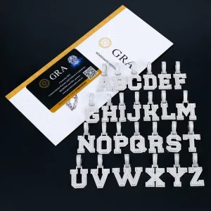 Iced Sparkling A Z Letter Rapper Hip Hop VVS D Moissanite 925 Silver Pendant Charms Jewelry Gift