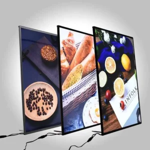 Illuminated Signage Custom Graphics Poster Advertising Slim Ultra Thin Aluminum Tempered Glass LED Full Color Box