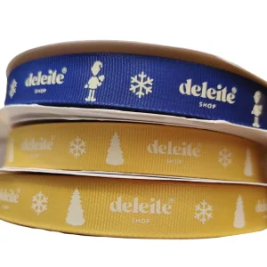 Imported 100% Polyester High Tenacity 25mm Width Silk Screen Printed Custom Logo Gift Satin Ribbon