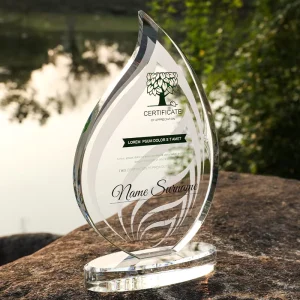 Impressive Crystal Trophy for Organization Teacher Badge Commemorative Licensed Honor Prize Leaf Accent for Sales Contest