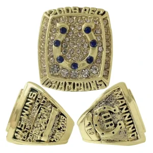 Indianapolis Colts Championship Ring Gold Plated Alloy Gemstone Classic Sports Fashion School Graduation Commemoration