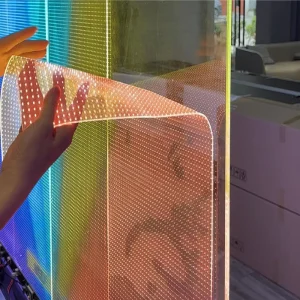 Indoor Big Flexible Digital Clear Film Adhesive LED Small Facade Video for Shop Door Window Glass Advertising Display Screen