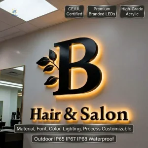Indoor Company Brand logo Wall 3D Signage Backlit Light Sign Business LED Sign for Custom Business Shop Outdoor Sign Board