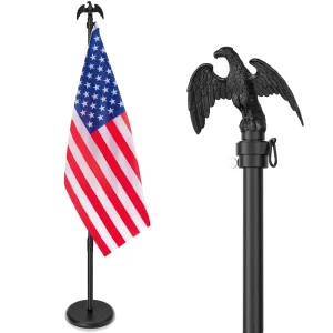 Indoor Iron Flagpole 7 Section Pennant Retractable with Eagle Top Customizable Promotional Water Injection Base