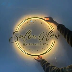 Indoor Outdoor Advertising Shop Signage Gold 3D Acrylic LED Neon Light Custom Wall Logo Backlit Store Business Sign