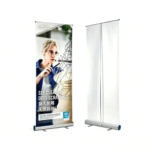 Indoor Portable Roll up Banner Stand Heavy duty Aluminum Alloy Base Satin Finish Custom Advertising Display Rack 80x200cm