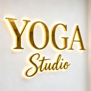 Indoor Shop LED Illuminated Sign Metal Backlit 3D Name Logo Signage Custom LED Business Sign Lighted Outdoor Gold Metal Letters