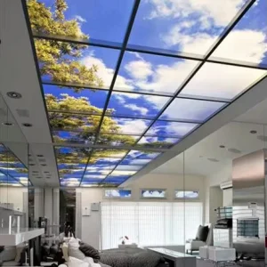 Interior Decoration Hall Pop Sky Design Ceiling Lamp UV Printed PVC Translucent Stretch Ceiling Film for Living Room