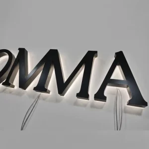 Interior Finish Premium Brushed Metal Backlit LED Sign Custom Free Artwork Design for Indoor Wall Brand Logo Signage