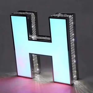 Iridescent Acrylic Side Punching LED Sign Custom Perforated LED Letters Business Sign Outdoor Signage