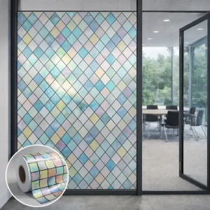Iridescent Decorative Window Film Frosted Finish for Commercial Glass Wall