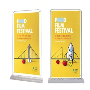 Iron Door Shape Exhibition Stand POP Display System Indoor Advertising 80x180cm Banner Stand