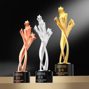 Irregular Shape Crystal Eco Friendly Engraved UV Printed Custom Lettering Business Award Trophy for Staff Annual Meeting