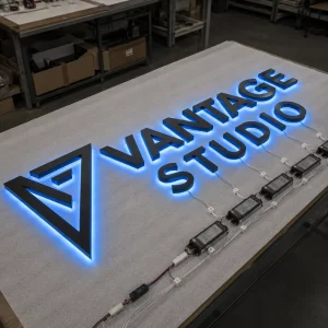 Jewelry Store Luxury Stainless Steel Gold Backlit Logo Sign