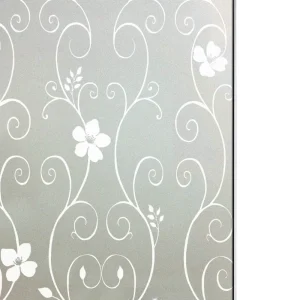 Jinyi Non Adhesive Electrostatic Static Frosted Privacy Kitchen Bedroom 90x200cm White Flower Printed Embossement Window Film