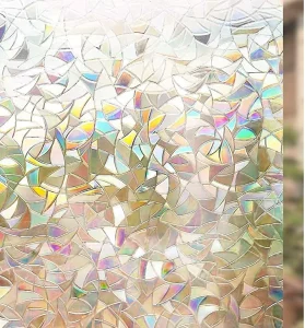 JuaraTech PVC 3D Rainbow Colorful Laser Static Cling Frosted Privacy Decorative Glass Window Sticker Films