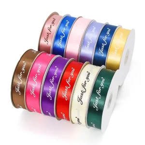 Just for You Recycled Single Face Silk Satin Ribbon 1 Inch 25mm 100% Polyester Custom Printed Logo Gift Cake
