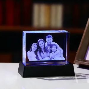 K9 Clear Blank Crystal Cube Personalized 3D Laser Family Photo Frame for Festival Day Gifts