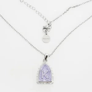 KINDLOVEHEART Fashion Pendant Chain for Dainty Purple 304 Stainless Steel Rhinestone Unisex Jewelry Gift